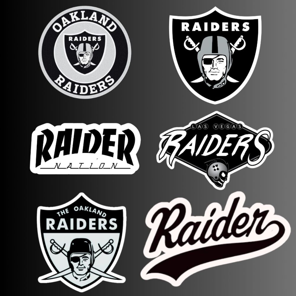Raiders Sticker Pack Bundle of 6 – 5" Oakland / Las Vegas Raiders NFL Stickers